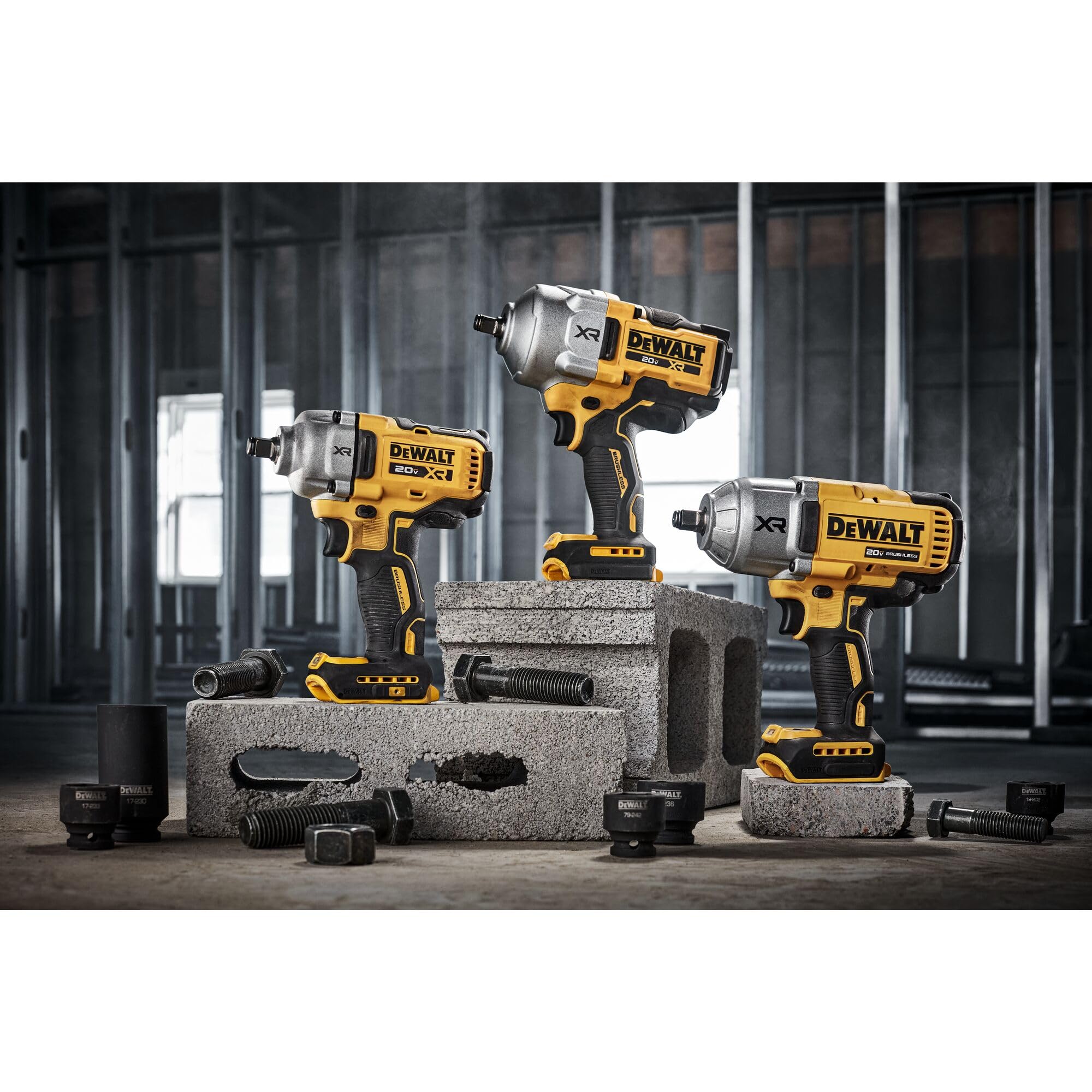 DEWALT DCF900B battery guard reduces wear during tough jobs