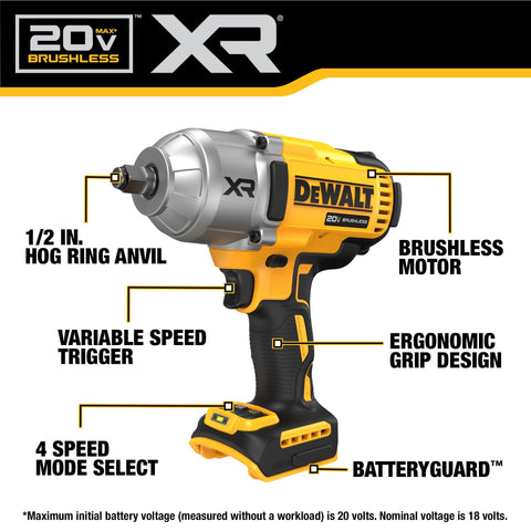 DEWALT DCF900B precision wrench mode display aids controlled tightening