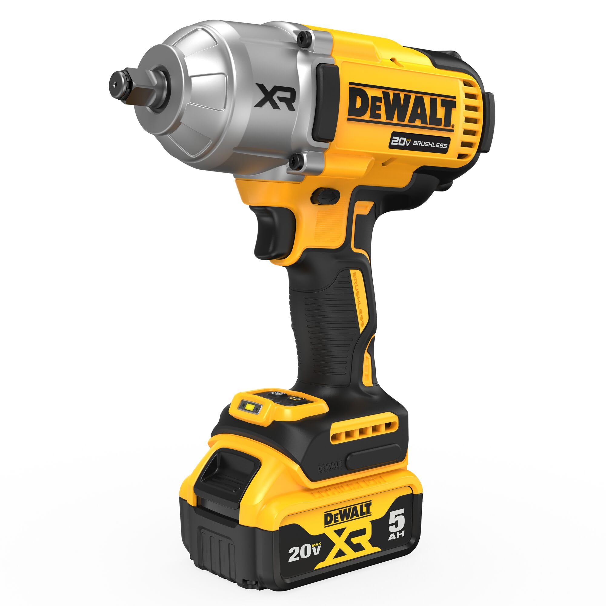 DEWALT DCF900P1 battery-guard reduces wear at battery-tool connection