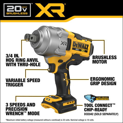 DEWALT DCF964B delivers maximum torque for stubborn fasteners.