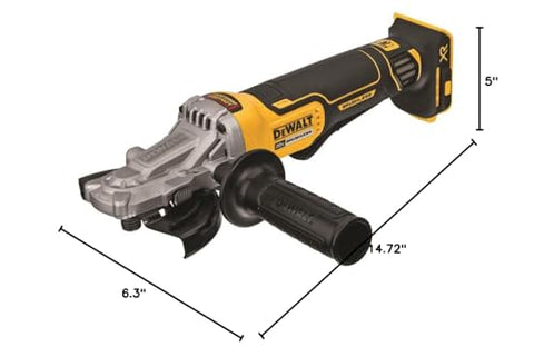 DEWALT DCG413FB compact grinder in-use on wood and metal tasks