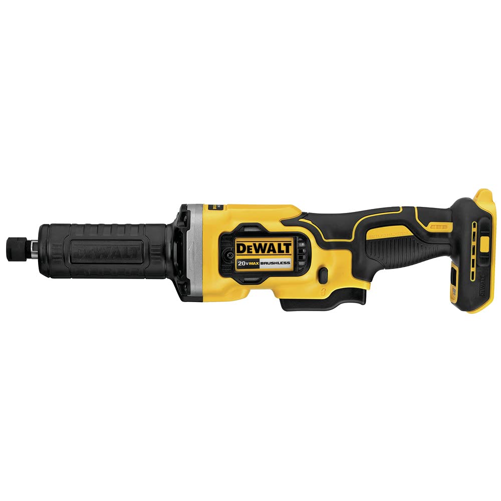 DEWALT DCG426B front view with LED lighting for precise grinding
