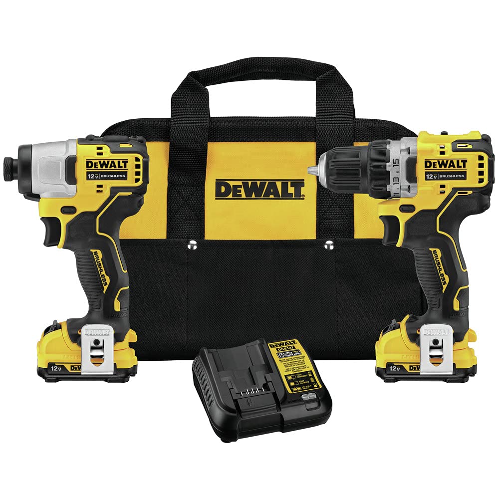 DEWALT DCK221F2 drill closeup highlighting compact size for precise pilot holes