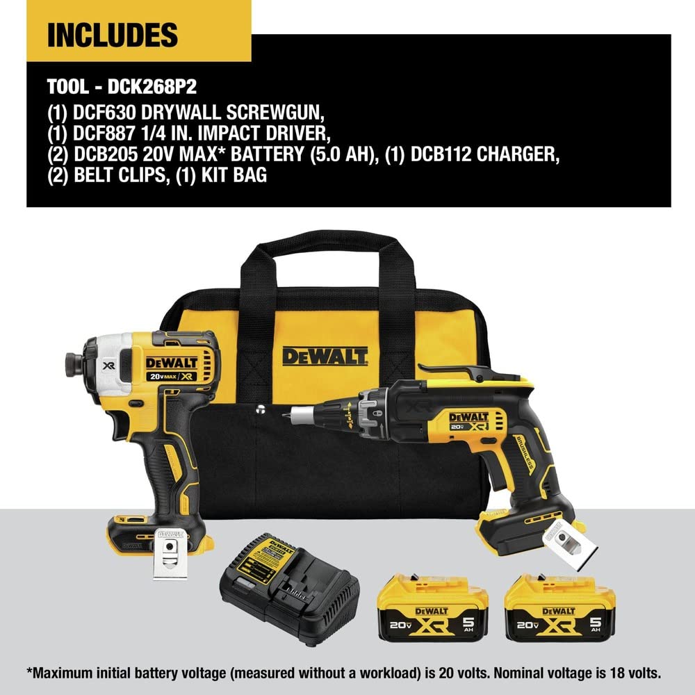 DEWALT DCK268P2 impact driver compact design for tight spaces.