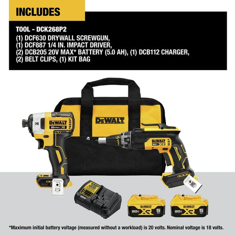 DEWALT DCK268P2 impact driver compact design for tight spaces.