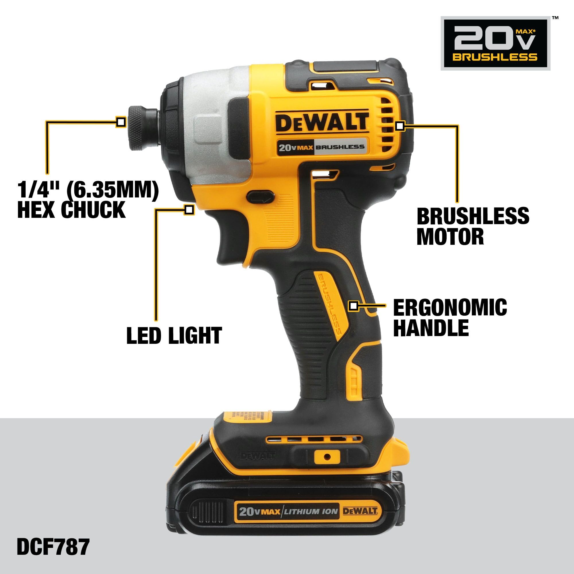 DEWALT DCK277D2 quick-release hex chuck speeds bit changes.