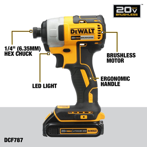 DEWALT DCK277D2 quick-release hex chuck speeds bit changes.