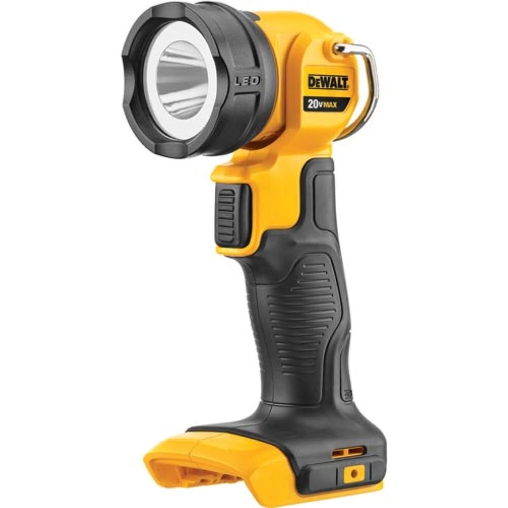 DEWALT DCL040 LED work light front view with bright output for tasks