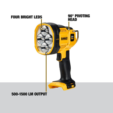 DEWALT DCL043 compact body fits tight workspaces.