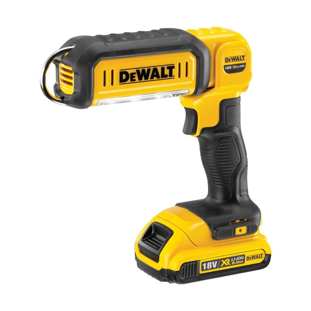 DEWALT DCL050 handheld area light front view provides portable illumination for quick tasks.