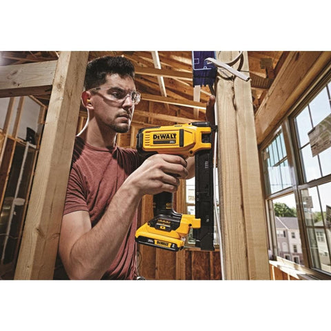 DEWALT DCN701D1 center LED illuminates the workspace for accurate stapling.