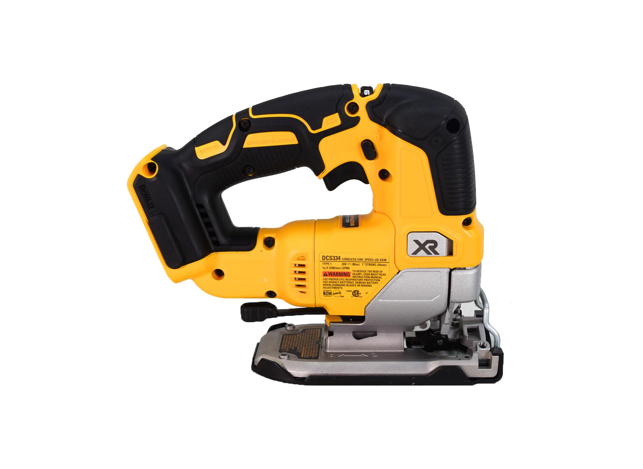 DeWALT DCS334B in action delivering smooth cuts with 4-position orbital action.