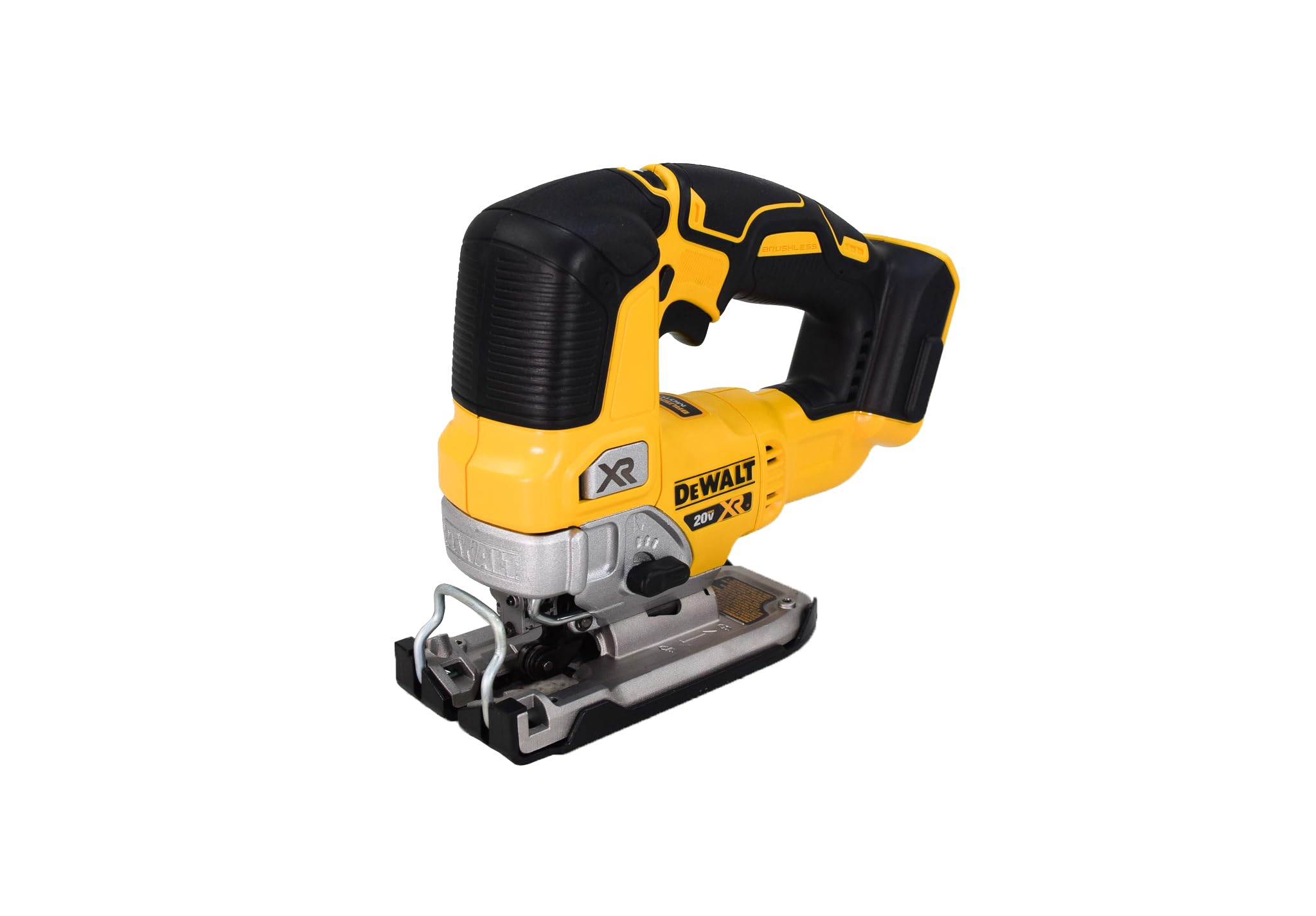 DeWALT DCS334B side view with ergonomic grip for comfortable extended use.