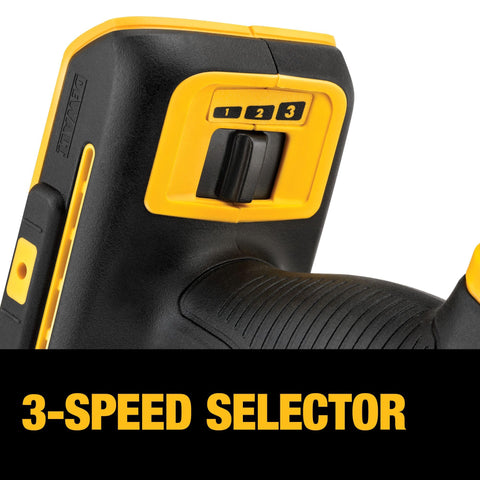 DEWALT DCS356B dual-grip trigger provides confident control.