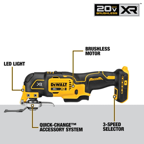 DEWALT DCS356B universal adapter works with most oscillating tools.