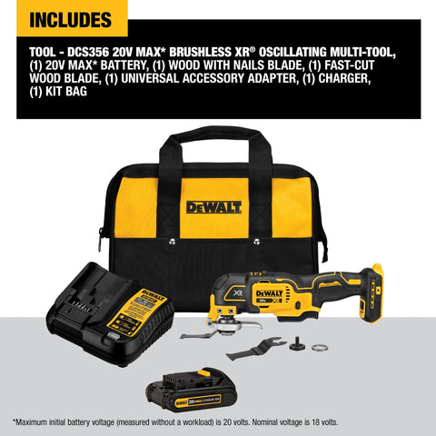 DEWALT DCS356C1 3-speed selector emphasizes speed control for various tasks