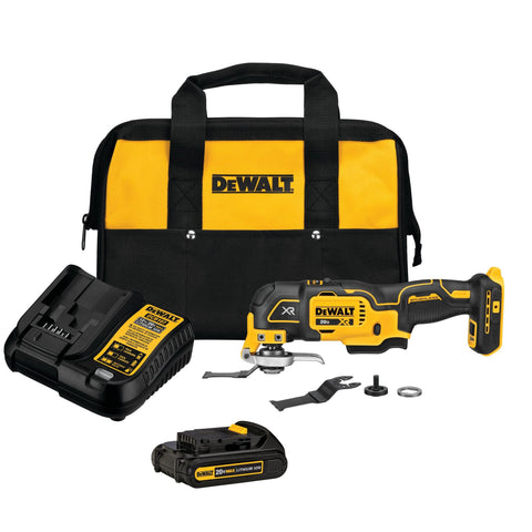 DEWALT DCS356C1 kit overview shows a versatile cordless oscillating tool for professional tasks