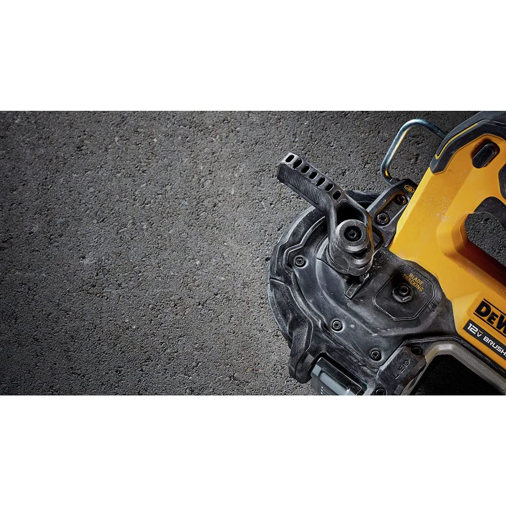 DEWALT DCS375B blade-change lever speeds tool-free blade swaps
