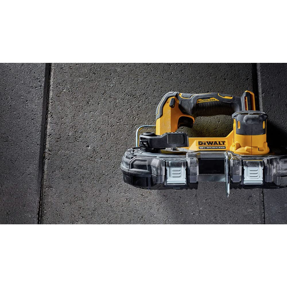 DEWALT DCS375B bright LED illuminates dark work areas