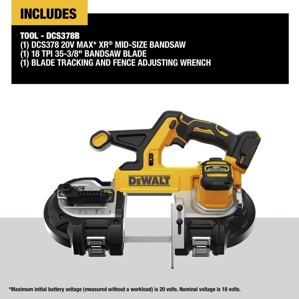 DEWALT DCS378B 3-3/8 inch cut capacity for larger workpieces