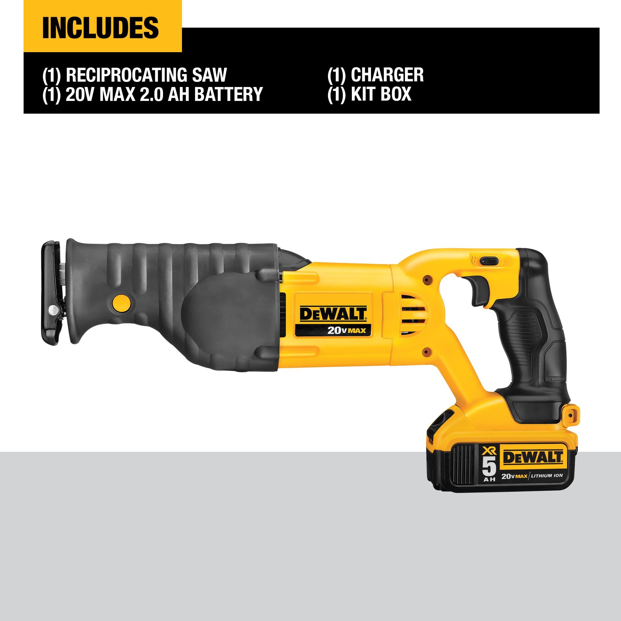 DEWALT DCS380P1 kit with battery and charger ready for immediate work