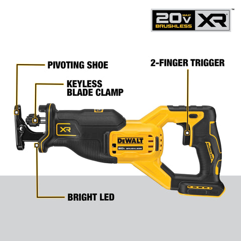 Keyless blade clamp enables fast blade changes.