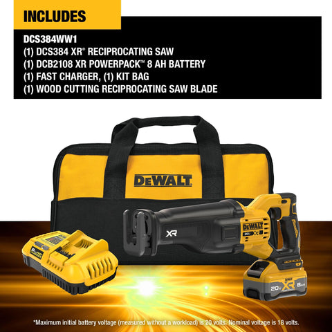 DEWALT DCS384WW1 with brushless motor delivering strong power for tough cuts
