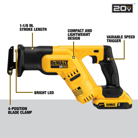 DEWALT DCS387D1 one eighth stroke length delivers fast cuts.