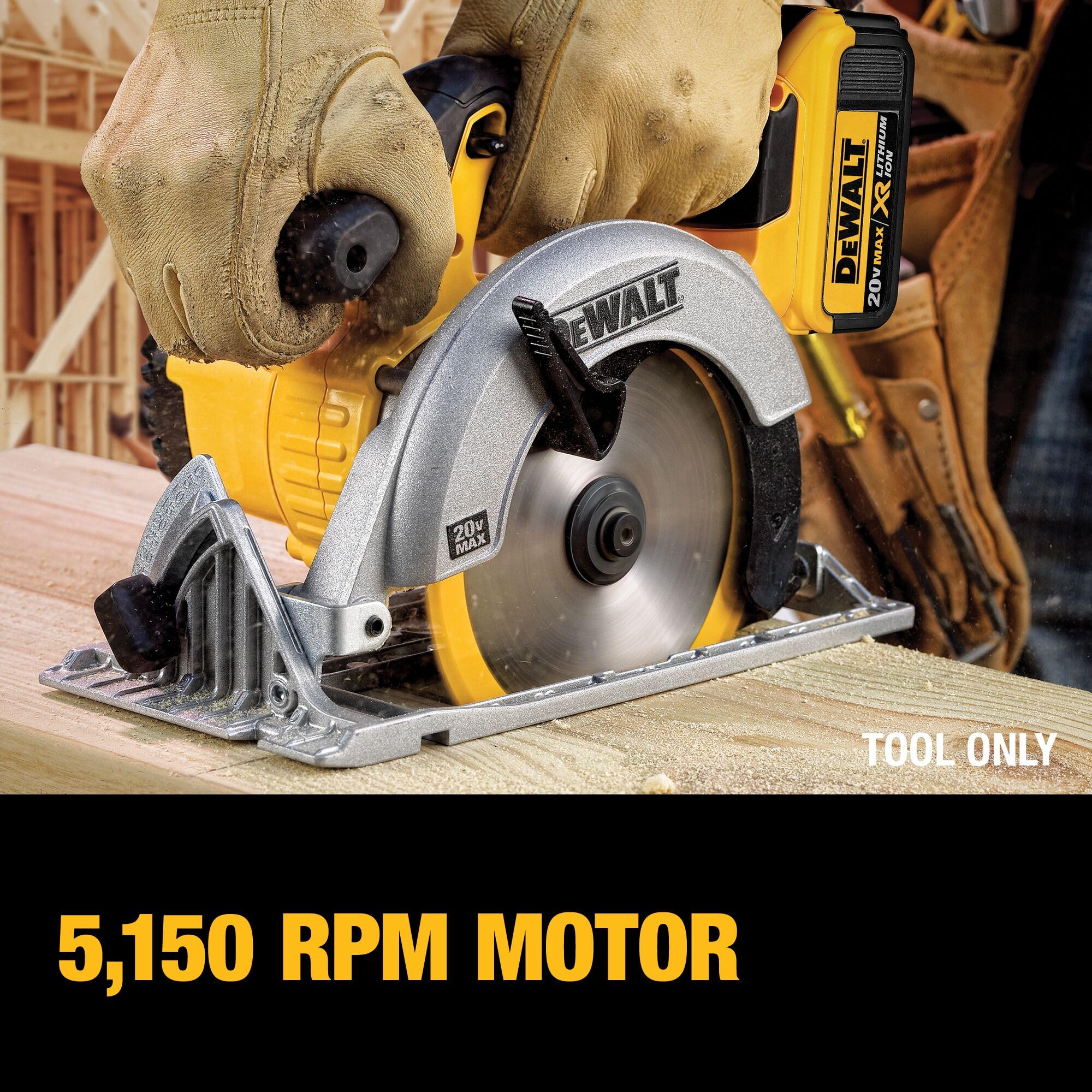 DEWALT DCS391P1 5Ah battery powers longer cutting sessions on site