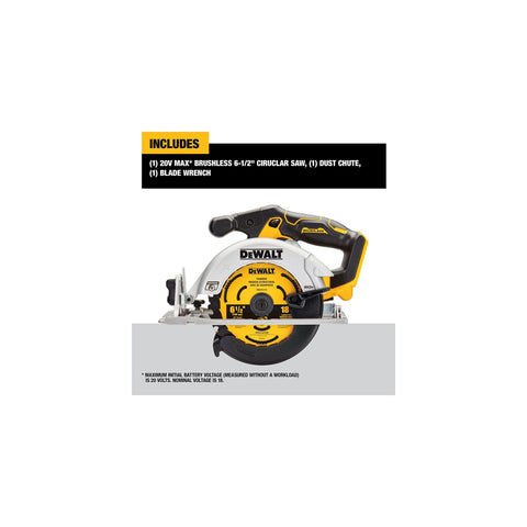 DEWALT DCS565B blade close-up showing sharp bevels for smooth edges.