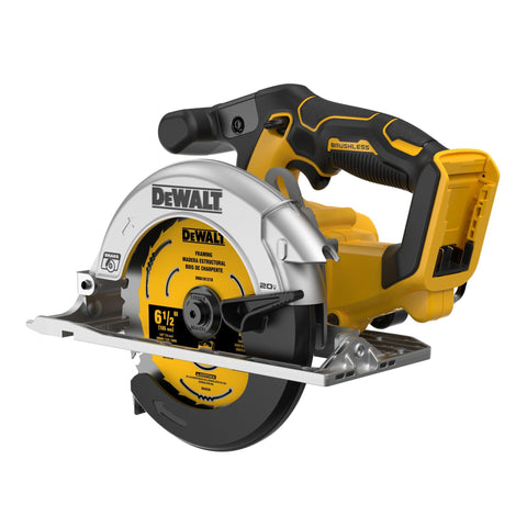 DEWALT DCS565B electric brake stops the blade quickly for safety.
