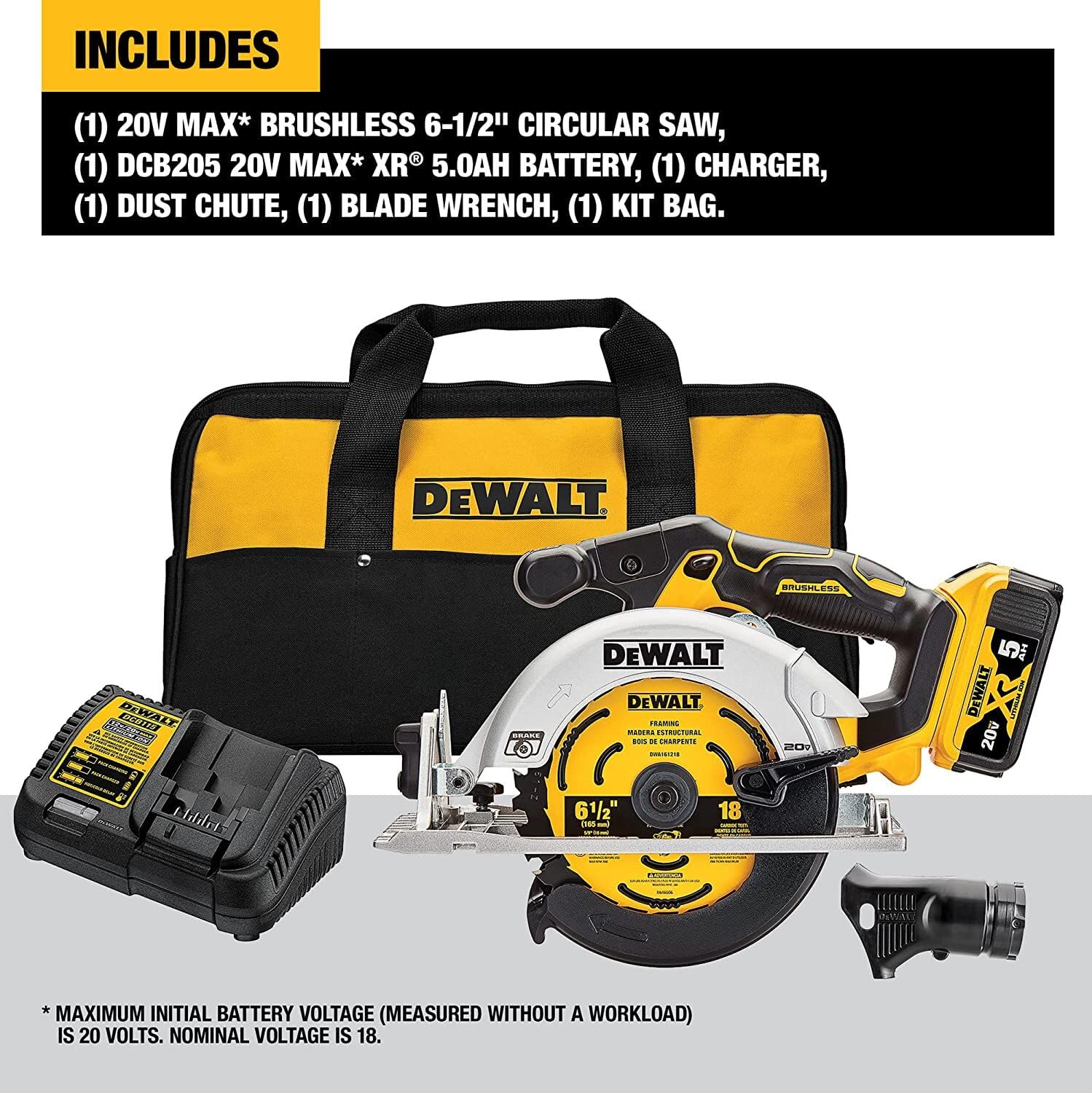 LED work light improves visibility for accurate cuts on the job site.