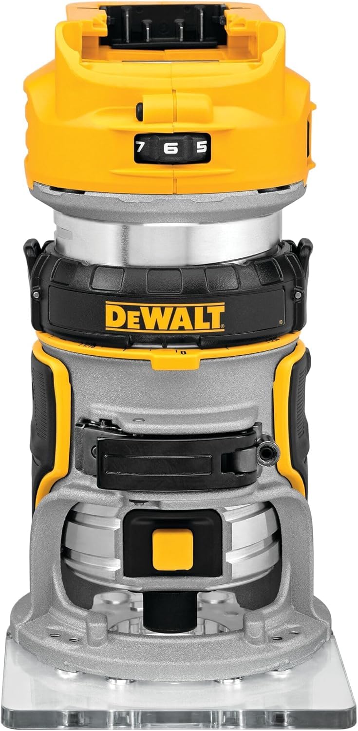 DEWALT DCW600B compact fixed-base router with metal base for precise, cordless routing