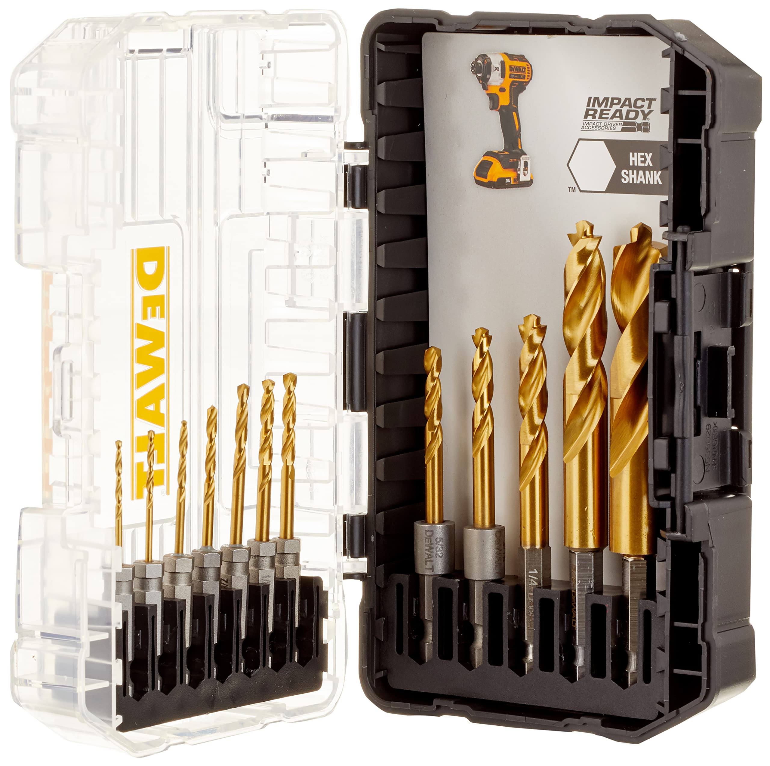 DEWALT DD5152 titanium coating extends drill life across metal, wood, and plastic.