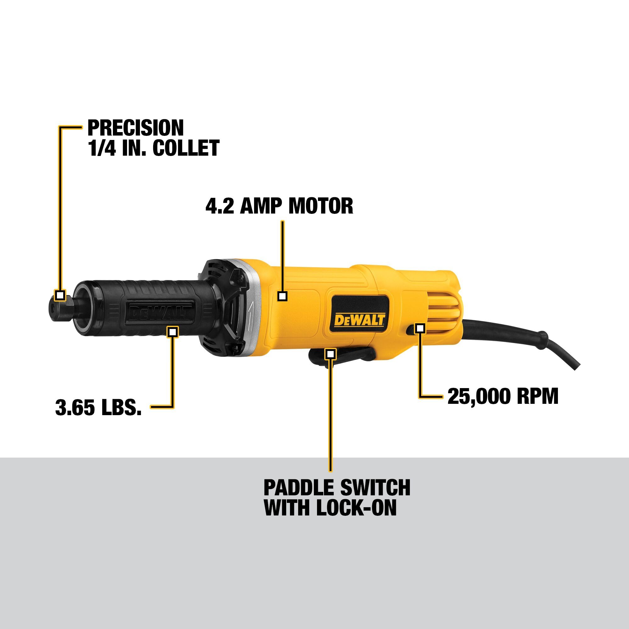 DEWALT paddle switch close-up showing lock-on for extended use.