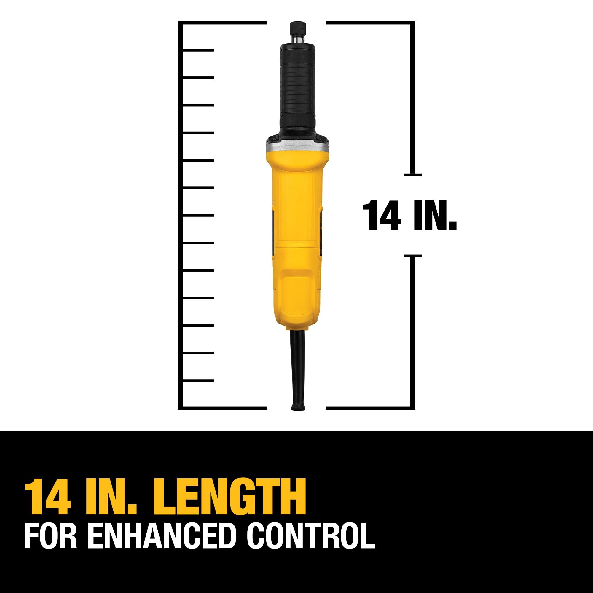 DEWALT 1/4-inch precision collet secures accessories securely.
