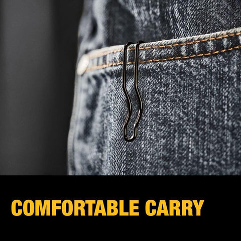 DEWALT Drop Point Pocket Knife locking mechanism for secure use.