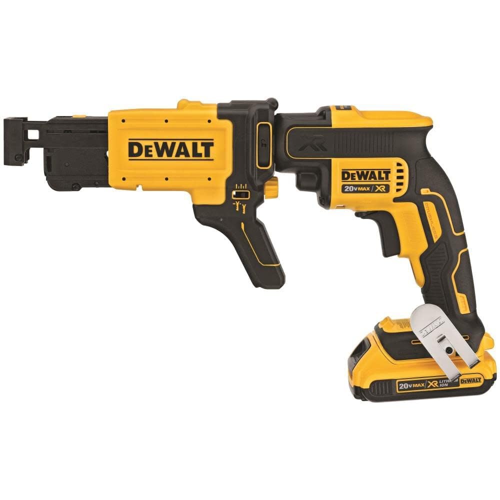 DEWALT drywall screw gun attachment demonstrates 360-degree rotation for flexible positioning
