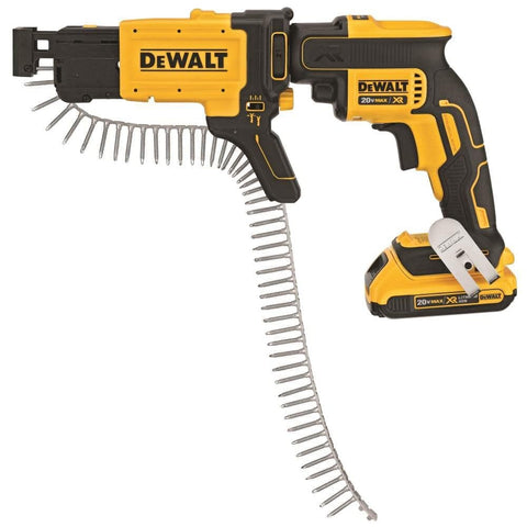 DEWALT attachment highlights tool-free screw length adjustment with detent marks