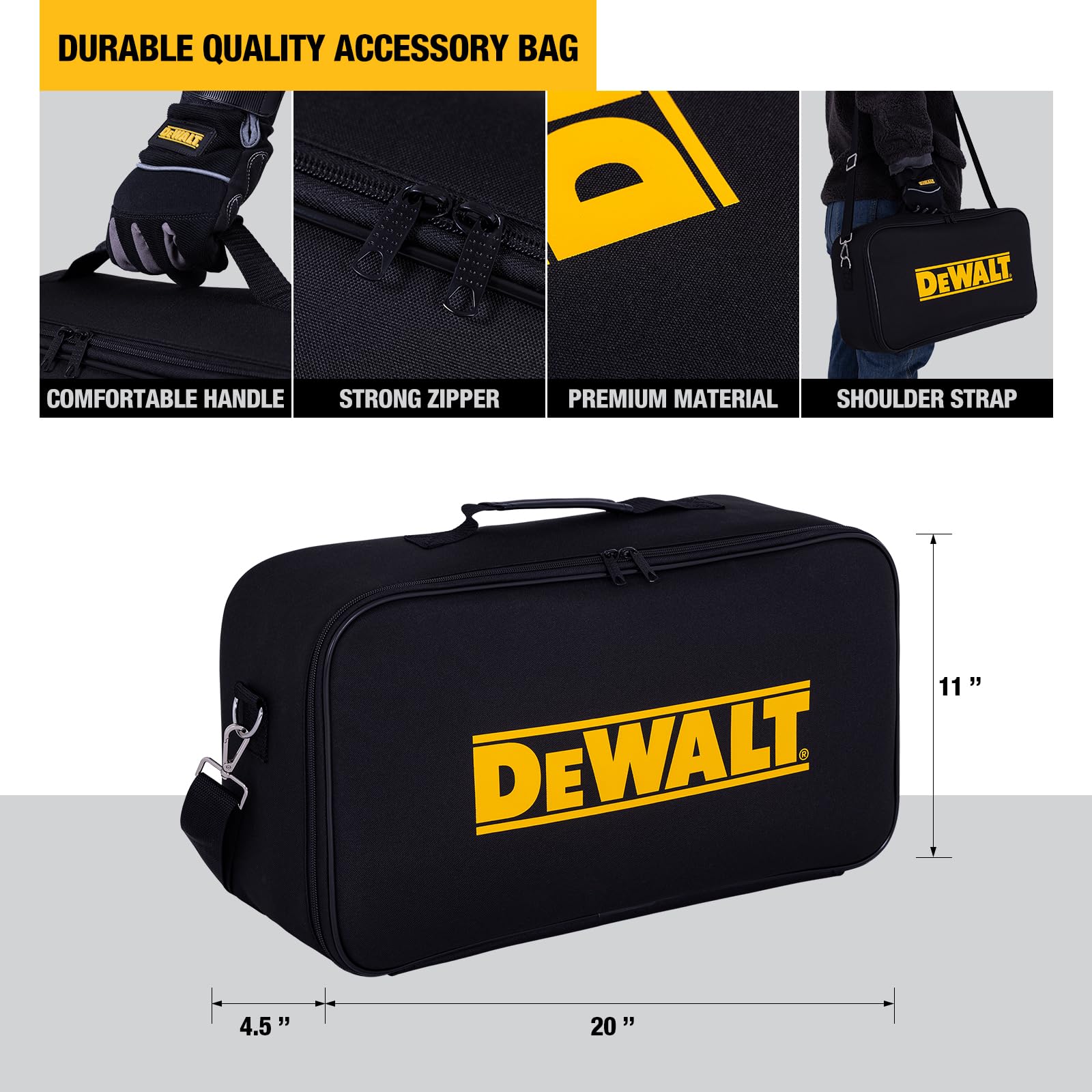 DEWALT dust collector attachment ready for debris pickup.