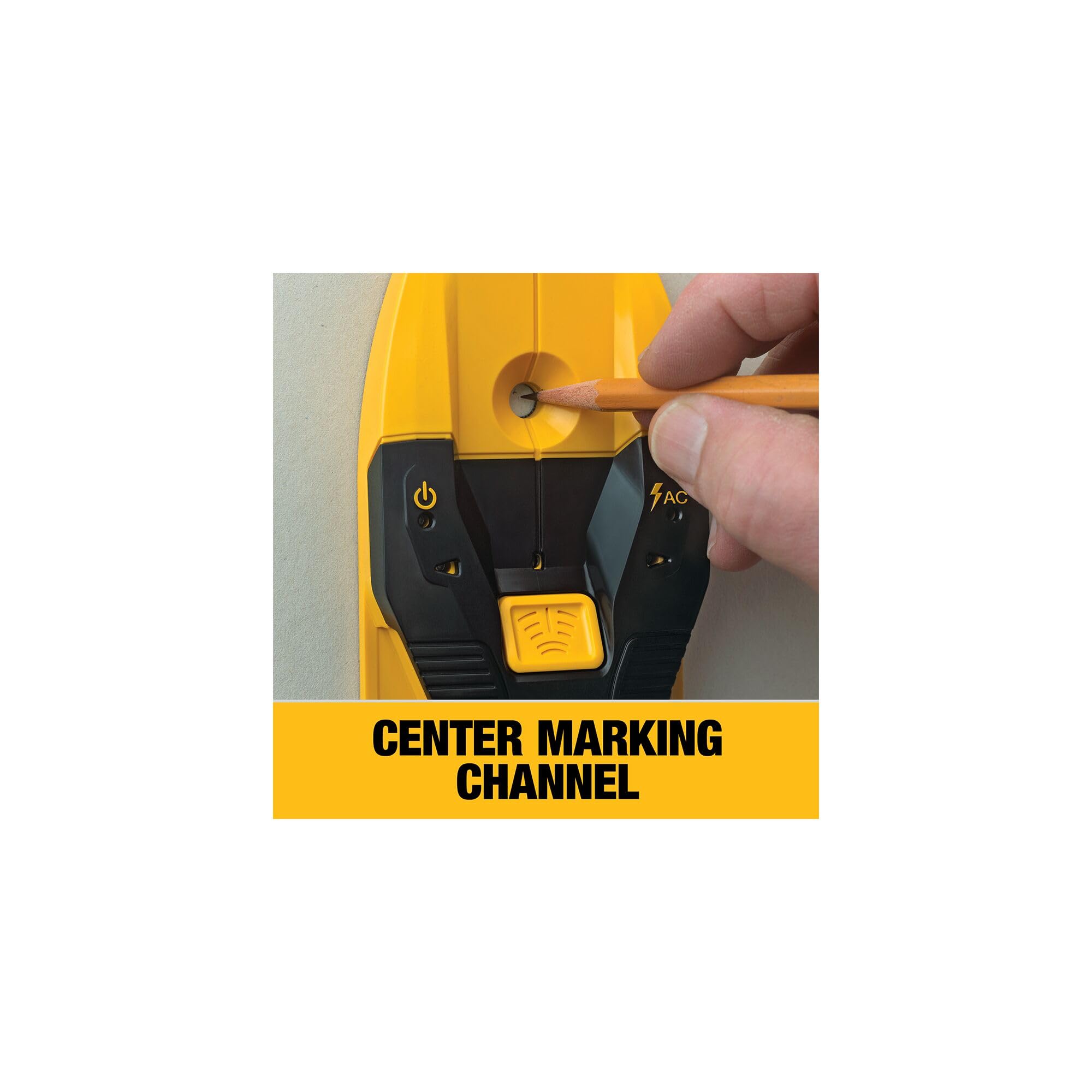 DEWALT DW0100 includes AC and live wire detection for safer wall scanning.