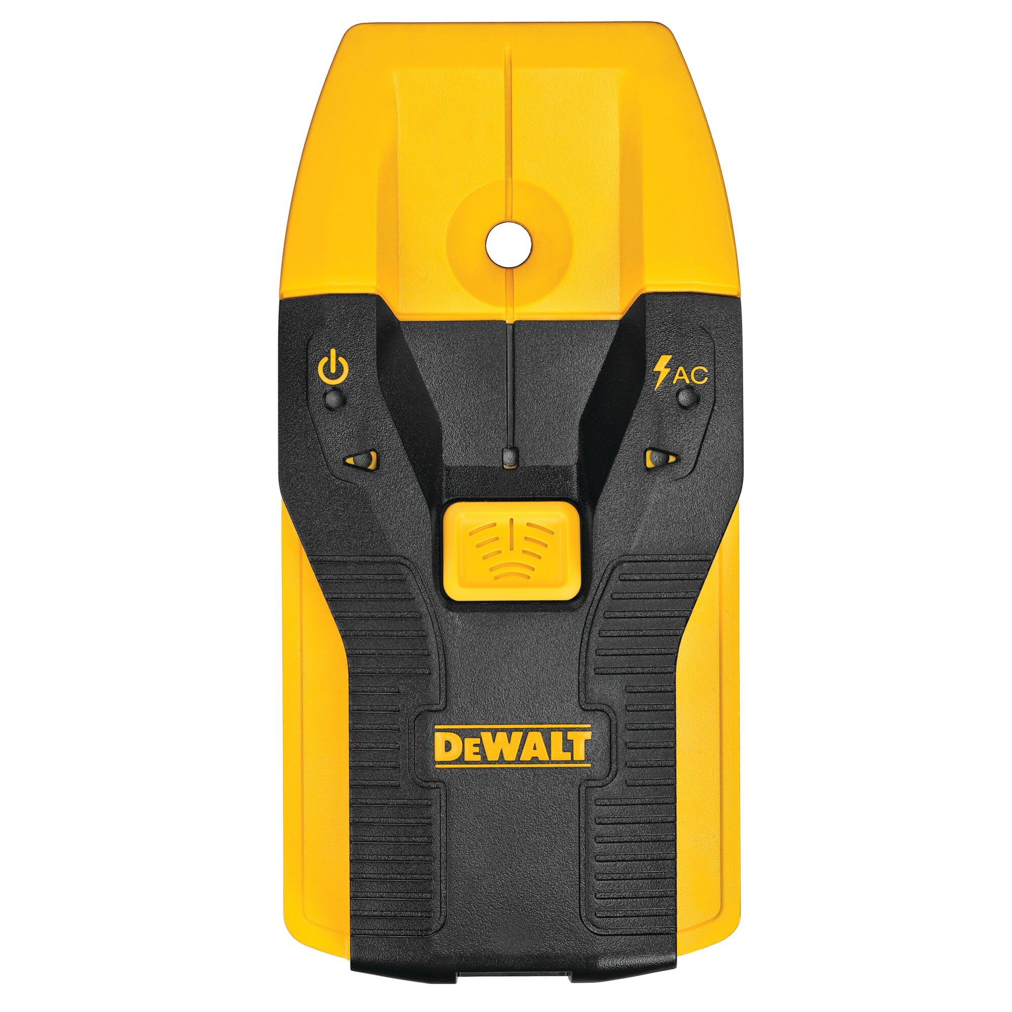 DEWALT DW0100 center-find technology guides precise stud centering for mounting.
