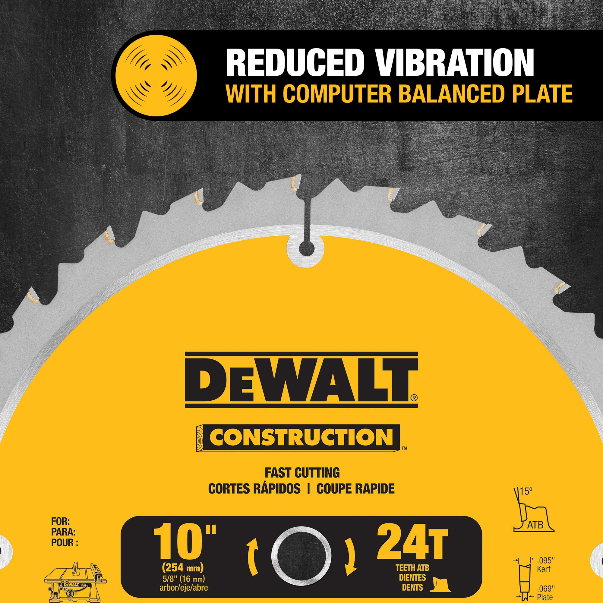 DEWALT DW3112 balanced plate reducing vibration for improved accuracy