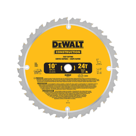DEWALT DW3112 blade close-up showing ATB teeth for smooth ripping