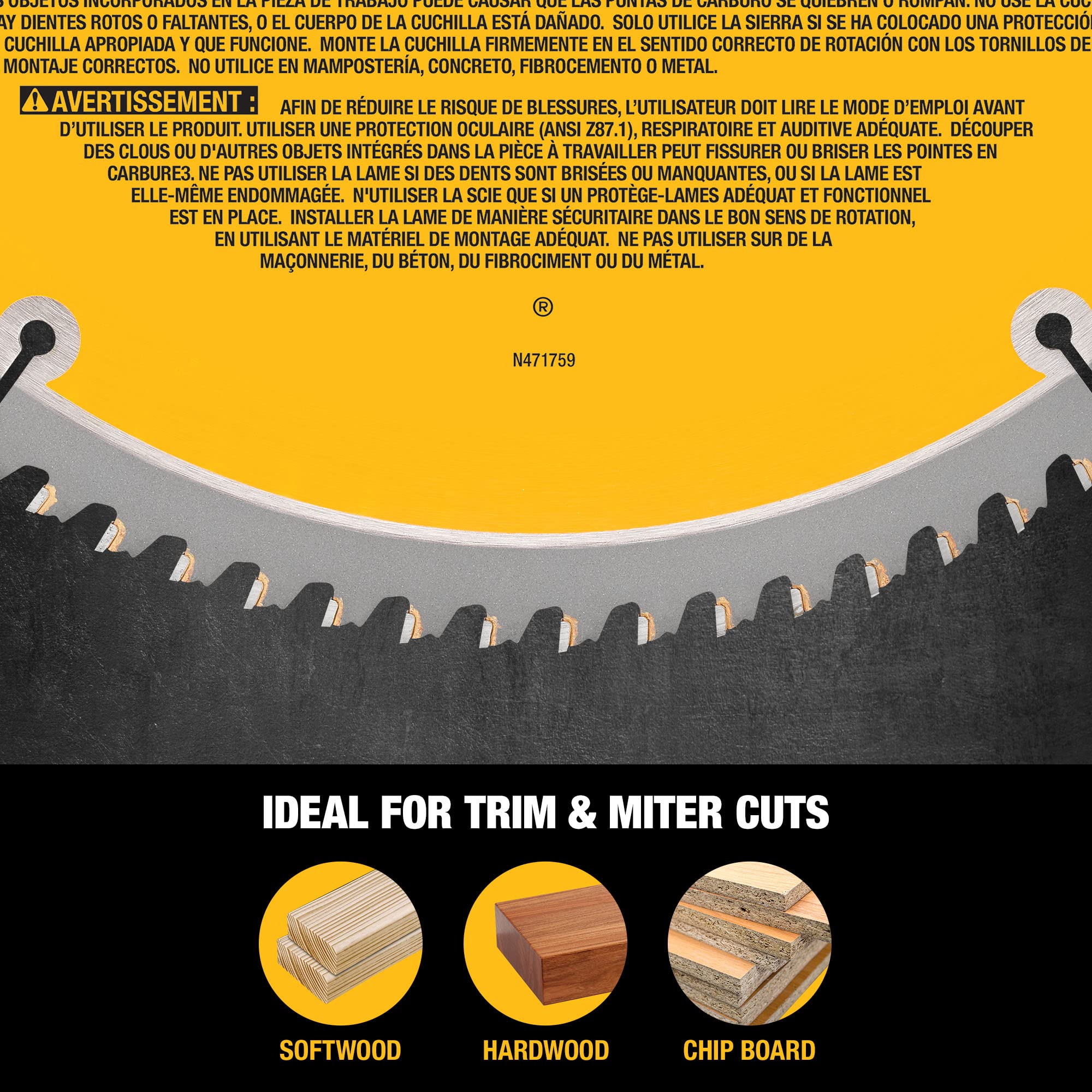 DEWALT softwood crosscut demonstration with 32T blade.