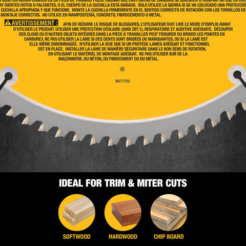 DEWALT softwood crosscut demonstration with 32T blade.
