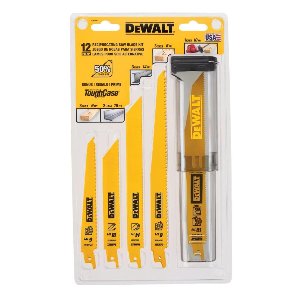 DEWALT DW4892 bi-metal construction, flexible blades with long-lasting edges.