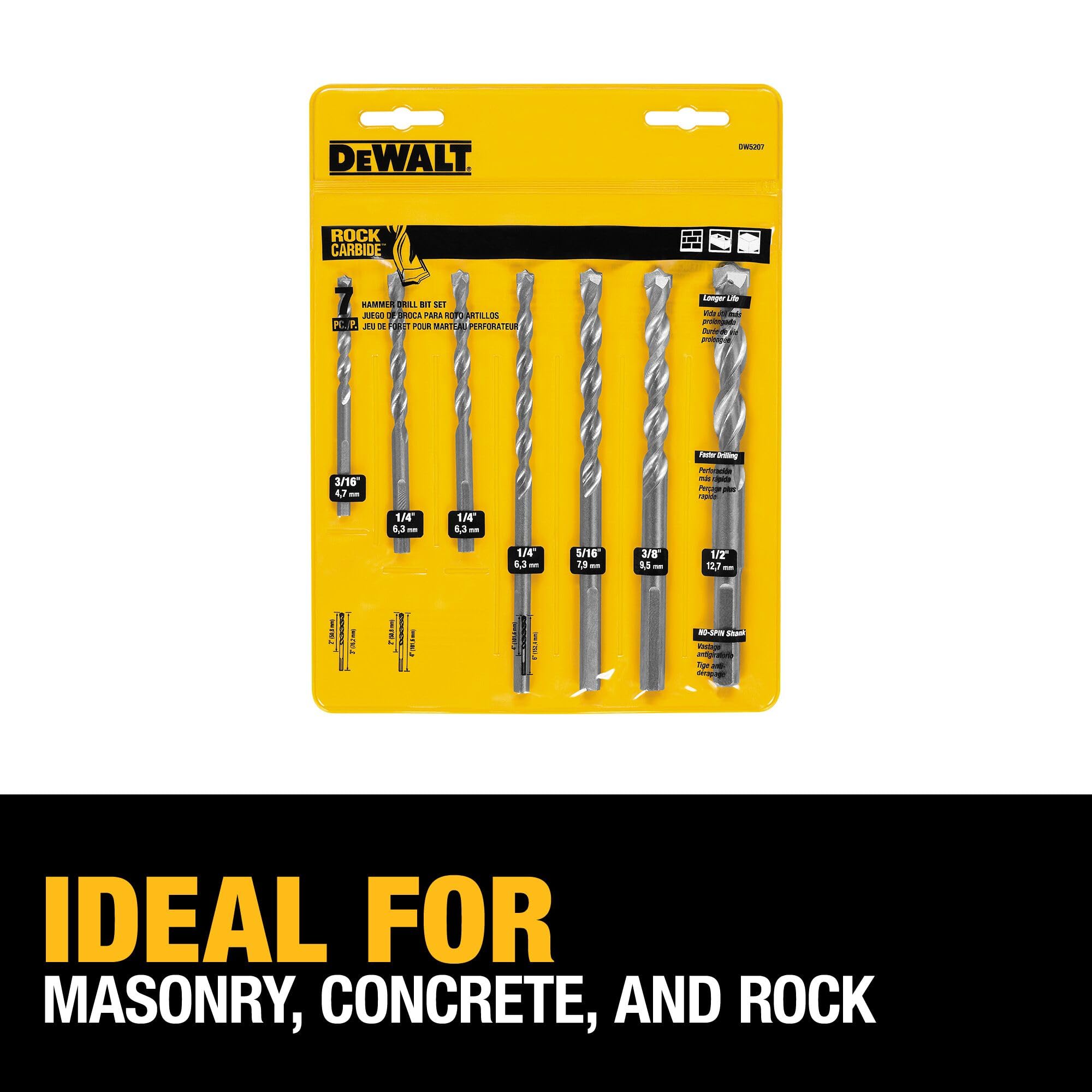 DEWALT DW5207 four-flute design emphasizes debris clearance during drilling