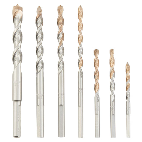 DEWALT DW5207 seven-piece masonry bit set, front view, designed for tough concrete drilling