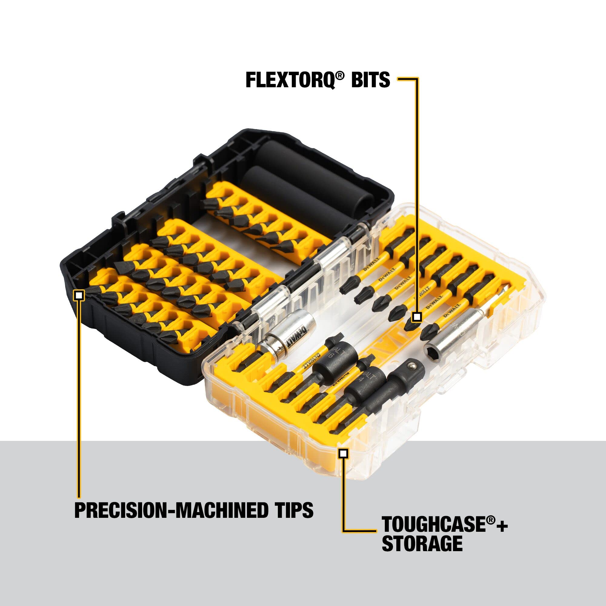 DEWALT DWA2NGFT40IR CNC-machined bit tips for precise engagement.